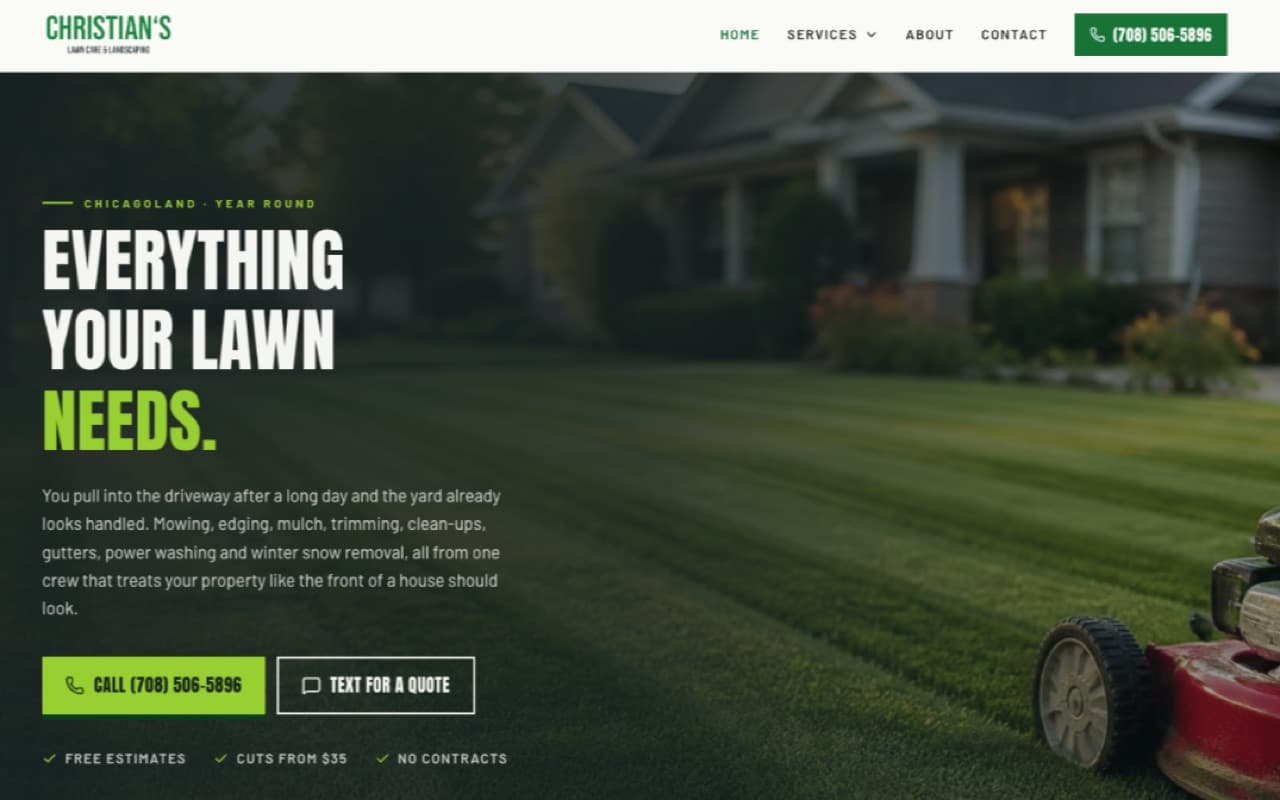 Christian's Lawn Care website